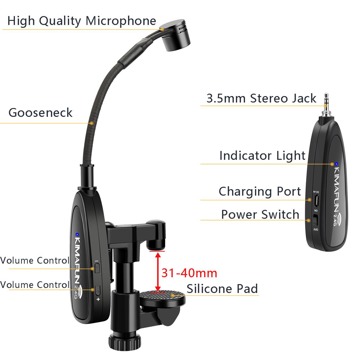 Kimofun mikrofon nirkabel 2.4G - Audio Youtube Music Free ulasan dan harga